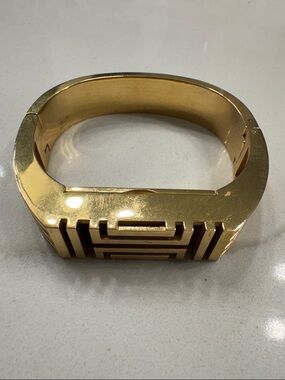 Gold Geometric Hinged Bangle Bracelet